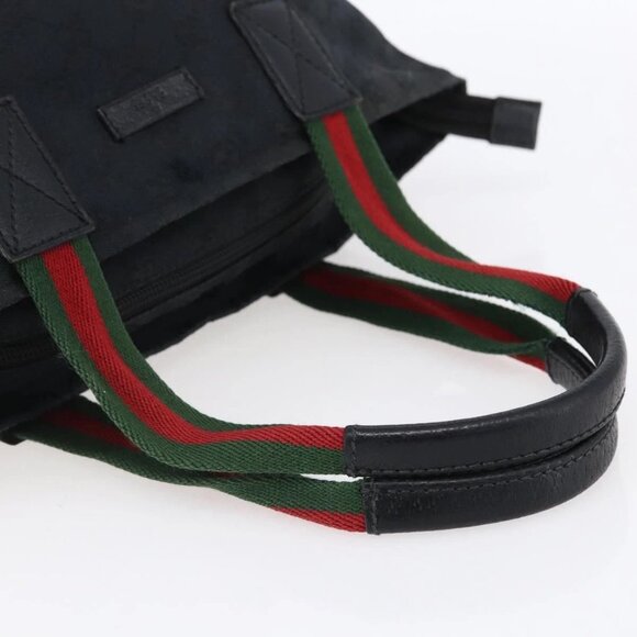 GUCCI GG Canvas Web Sherry Line Hand Bag Black Red Green 131228 Auth 152084 - Picture 8 of 16